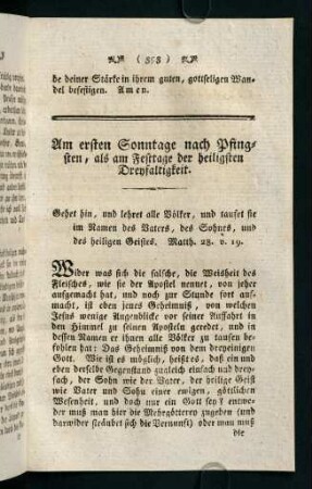 393-409, Am ersten Sonntage nach Pfingsten, als am Festtage der heiligsten Dreyfalttigkeit.