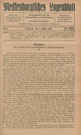 Nr. 9. Rostock, den 1. April 1928.