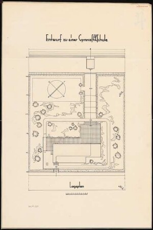 Gymnastikschule am See Monatskonkurrenz Dezember 1932: Lageplan; Maßstabsleiste