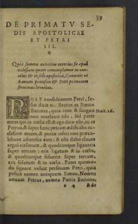 De primatu sedis apostolicae et Petri III.