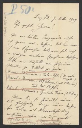 Brief an B. Schott's Söhne : 07.10.1909