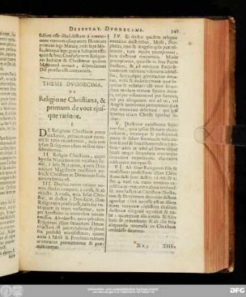 Thesis Duodecima, De Religione Christiana, & primum de voce eiusque ratione.