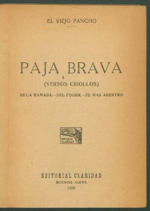 Paja Brava : (versos criollos)