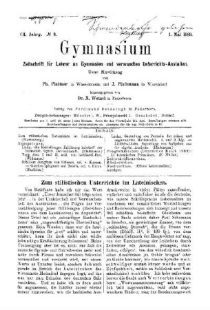 Zum stilistischen Unterrichte im Lateinischen