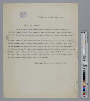 Brief an Samuel Fischer