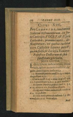 Caput XIII. Pro Coronide, continens Indicem testimoniorum ...