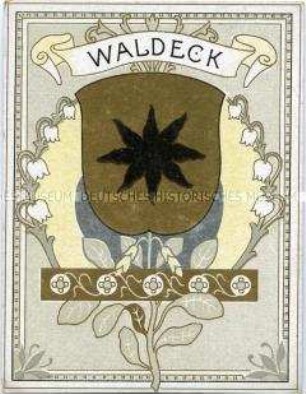 Postkarte mit Kleinem Staatswappen des Fürstentums Waldeck (Waldecker Stern)