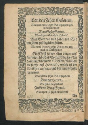 Von den Zehen Gebotten.
