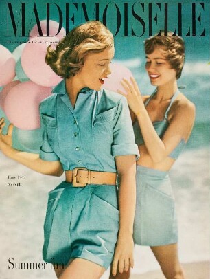 Modeaufnahme, Modell Ann Klem und Eunice Sherman, Tearsheet Cover (Mademoiselle)