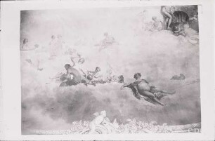 Berlin, Schloss Charlottenburg, Neuer Flügel, Speisesaal (Weißer Saal), R. 362, Materialien, Skizzen und Entwürfe zur Restaurierung, Zustand der Decke vor der Zerstörung.