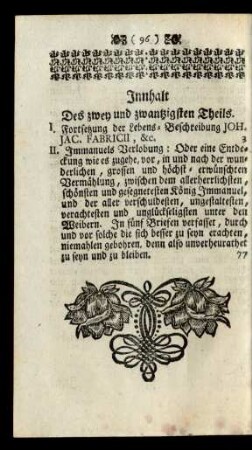 Innhalt Des zwey und zwantzigsten Theils