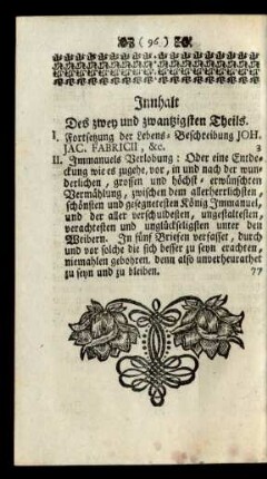 Innhalt Des zwey und zwantzigsten Theils