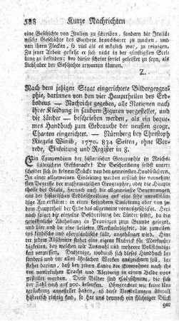 Nach dem jetzigen Staat eingerichtete Bildergeographie.