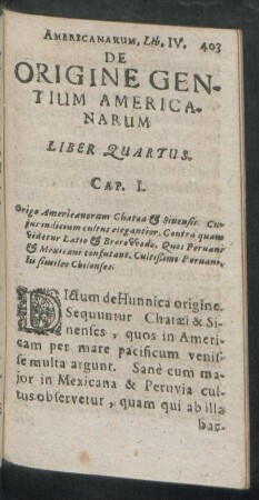 De Origine Gentium Americanarum. Liber Quartus.