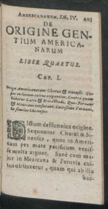 De Origine Gentium Americanarum. Liber Quartus.