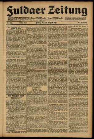Erste Ausgabe vom Freitag, den 29. August 1913.