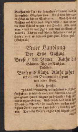 Unter Handlung Der Erste Auffzug.