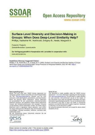 Surface-Level Diversity and Decision-Making in Groups: When Does Deep-Level Similarity Help?