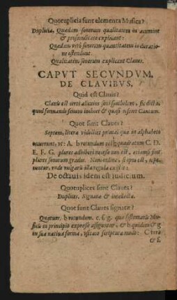 Caput Secundum. De Clavibus.
