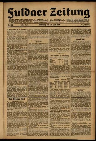 Erste Ausgabe vom Mittwoch, den 23. Juli 1913.