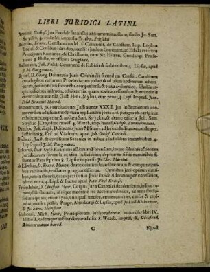 Libri Juridici Latini. - Teutsche Juristische Bücher.