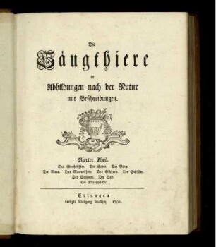 Theil 4, Text: Das Stachelthier. Die Savie. Der Biber. Die Maus. Das Murmelthier. Das Eichhorn. Der Schläfer. Der Springer. Der Hase. Der Klippschliefer