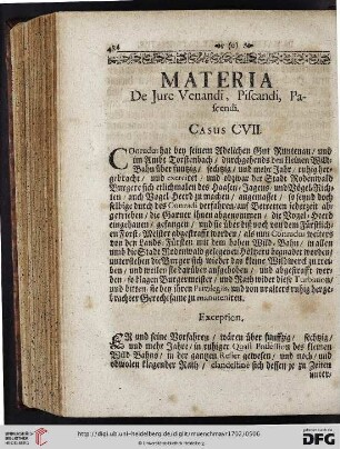 Materia de Jure Venandi, Piscandi, Pascendi