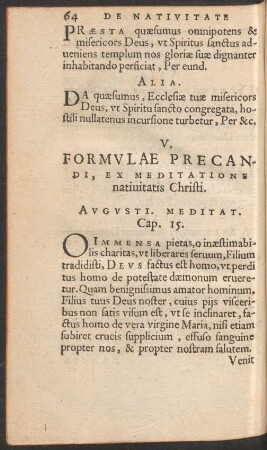 V. Formulae Precandi, Ex Meditatione nativitatis Christi.