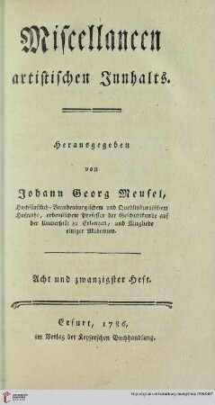 Acht und zwanzigster Heft