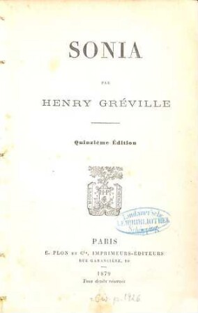 Sonia : par Henry Gréville