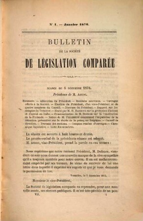 Bulletin de la Société de Législation Comparée. 5. 1875/76 (1876)