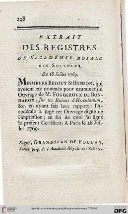 Extrait des registres