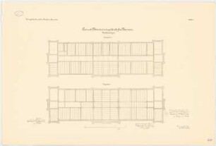 Post- und Betriebsamtsgebäude, Bremen: Grundriss Balkenlage Erdgeschoss Dachgeschoss 1:100