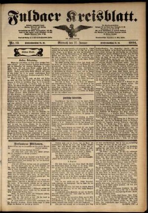 Erste Ausgabe vom Mittwoch, den 27. Januar 1904.