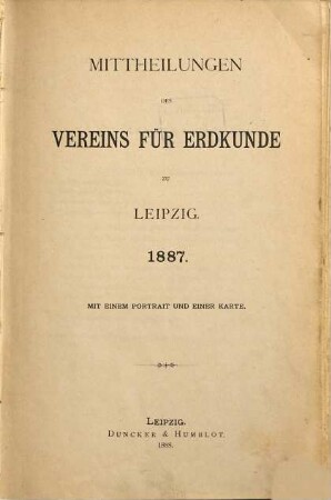 Mitteilungen des Vereins für Erdkunde zu Leipzig : für das Jahr ... 1887