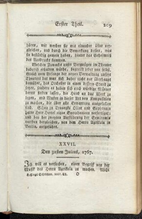 XXVII. Den 31sten Julius, 1767