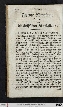 Zweyte Abtheilung: Lieder ueber die christlichen Lebenspflichten