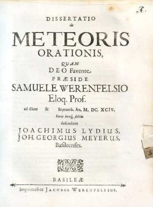 Dissertatio de meteoris orationis