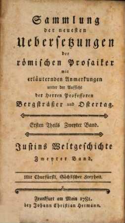 Justins Weltgeschichte, Zweyter Band