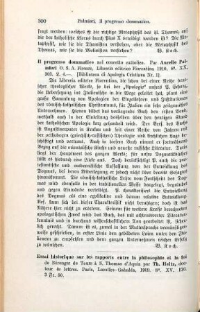 300 [Rezension] Palmieri, Aurelio, Il progresso dommatico nel concetto cattolico
