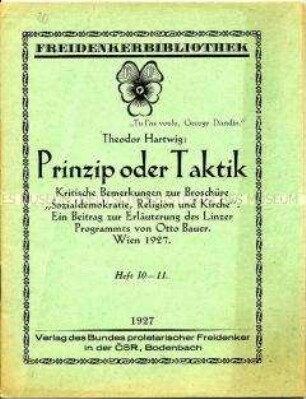 Heft aus der "Freidenkerbibliothek" zur Auseinandersetzung mit der österreichischen Sozialdemokratie