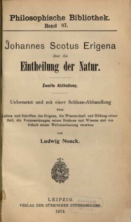 Über die Eintheilung der Natur, 2