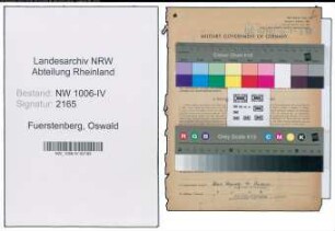Entnazifizierung Oswald Fuerstenberg , geb. 07.01.1908 (Rentmeister)