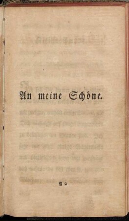 An meine Schöne.