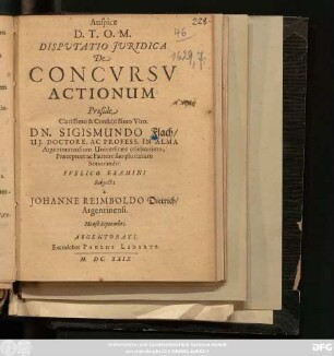 Disputatio Iuridica De Concursu Actionum