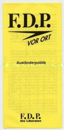 Faltblatt der Berliner FDP zur Ausländerpolitik
