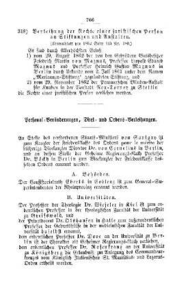 Verleihung der Rechte einer juristischen Person an Stiftungen und Anstalten : [V. Elementarschulwesen]