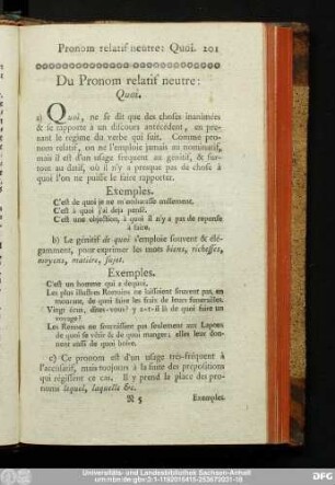 Du Pronom relatif neutre: Quoi.