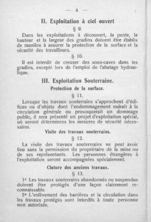 II. Exploitation à ciel ouvert §§ 9-10.