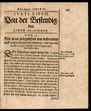 Iusti Lipsii. Von der Bestendigkeit. Liber Secundus.